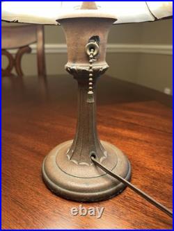 Edward Miller & Co 13 Art Deco 4 Panel Slag Glass Boudoir Lamp Curved Glass