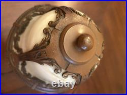 Edward Miller & Co 13 Art Deco 4 Panel Slag Glass Boudoir Lamp Curved Glass