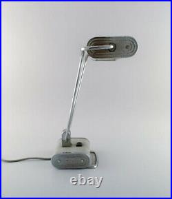 Eileen Gray 1878-1976. Art deco chromed iron desk lamp, gray lacquered