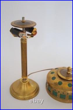 Elegant Art Deco Table Lamp WINDOW GREEN Brass Lamp Table Lamp