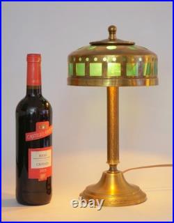 Elegant Art Deco Table Lamp WINDOW GREEN Brass Lamp Table Lamp