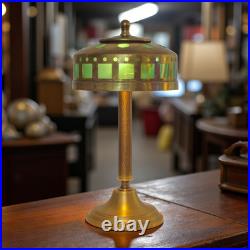 Elegant Art Deco Table Lamp WINDOW GREEN Brass Lamp Table Lamp