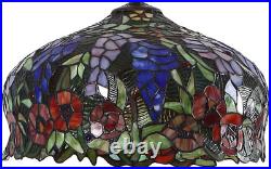 Elegant Tiffany-Style Stained Glass Lampshade Wisteria & Roses, 16 Wide