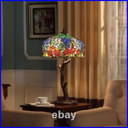 Elegant Tiffany-Style Stained Glass Lampshade Wisteria & Roses, 16 Wide