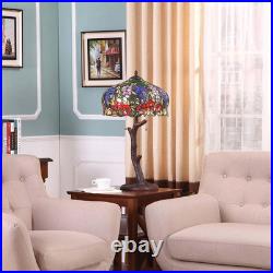 Elegant Tiffany-Style Stained Glass Lampshade Wisteria & Roses, 16 Wide