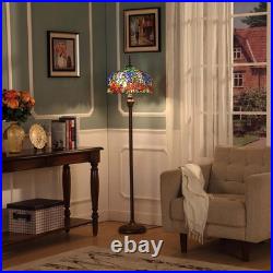 Elegant Tiffany-Style Stained Glass Lampshade Wisteria & Roses, 16 Wide