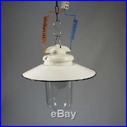 Emailleschirm Glaskolbenlampe Deckenlampe Art Deco Hängelampe Antike Hoflampe