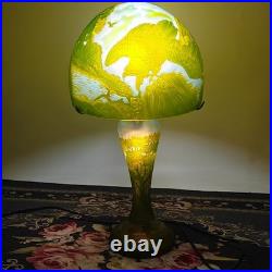 Emile Galle style, blown glass relief Colored glass desk lamp high 18 in exempt