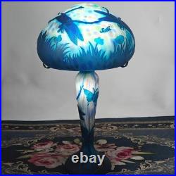 Emile Galle style, blown glass relief Colored glass desk lamp high 19 in exempt