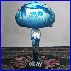 Emile Galle style, blown glass relief Colored glass desk lamp high 19 in exempt