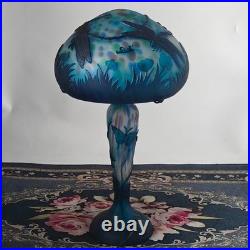 Emile Galle style, blown glass relief Colored glass desk lamp high 19 in exempt