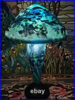 Emile Galle style, blown glass relief glass desk lamp USA tax-exempt