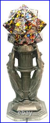 End of Day Splatter Glass Neoclassical Nymph Figurative ART Deco Table Lamp 51c