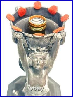 End of Day Splatter Glass Neoclassical Nymph Figurative ART Deco Table Lamp 51c