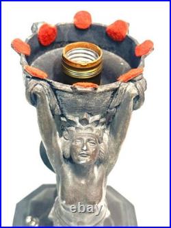 End of Day Splatter Glass Neoclassical Nymph Figurative ART Deco Table Lamp 51c