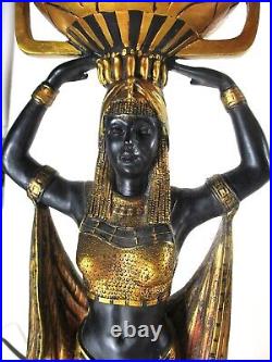 Exceptional Pr Female Egyptian Blackamoor 22 Sculptural Lamps, Franklin Mint