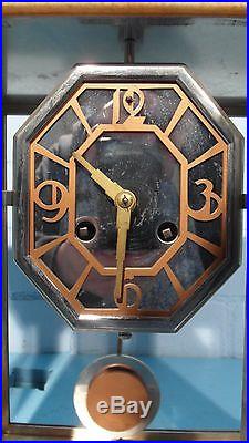 Exclusive Machine Age Art Deco Clock Set Clock 2 Side Lamps
