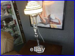 Extra Large French Art Deco Diana Lamp Original Glass Shade Fully Working
