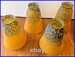 FOUR Antique Pate de Verre Style lampshades Art du France UNSIGNED one AS-IS