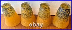 FOUR Antique Pate de Verre Style lampshades Art du France UNSIGNED one AS-IS