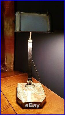 FRENCH ART DECO CHROME DESK LAMP STAMPED ARTISINAT FRANCAIS c 1930