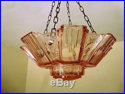 FRENCH ART DECO MULLER FRERES SKYSCRAPER 1930s GLASS LAMP