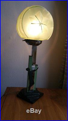 Fabulous Art Deco chrome glass and ceramic lady lamp