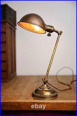 Fairies Desk Lamp Antique Industrial Brass Double Articulating bankers light