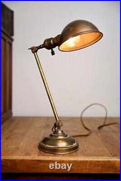 Fairies Desk Lamp Antique Industrial Brass Double Articulating bankers light