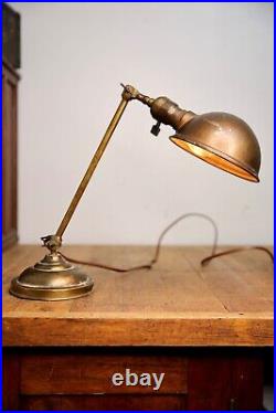 Fairies Desk Lamp Antique Industrial Brass Double Articulating bankers light