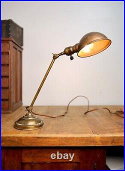 Fairies Desk Lamp Antique Industrial Brass Double Articulating bankers light