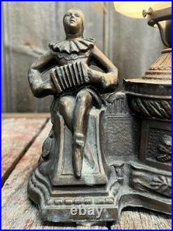 Fantastic Art Deco 1930's Mantle Harlequin Musicians Radio Top Ornate Light Lamp