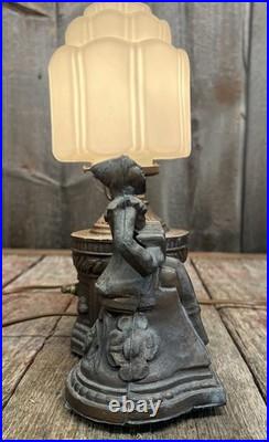 Fantastic Art Deco 1930's Mantle Harlequin Musicians Radio Top Ornate Light Lamp