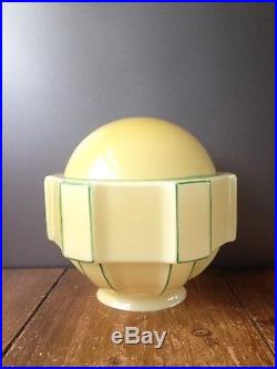 Fantastic Art Deco Hexagonal Green & Cream Glass Light Lamp Shade Sphere Globe