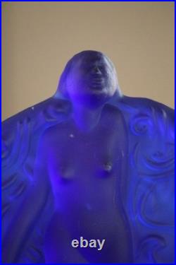 Fantastic and rare vintage cobalt blue glass art deco Fan Dancer lamp