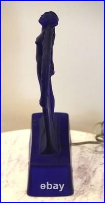 Fantastic and rare vintage cobalt blue glass art deco Fan Dancer lamp Fantastic and rare vintage cobalt blue glass art deco Fan Dancer lamp
