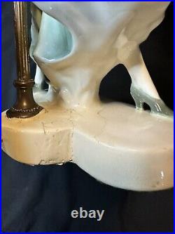 Fasold & Stauch Art Deco German Porcelain Lady In Green In The Wind Lamp
