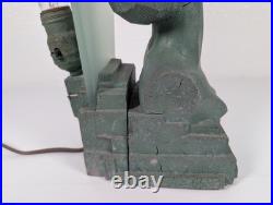 Figural Bust Flapper TV Lamp Antique Art Deco Cast Metal & Glass Vtg Rare Figural Bust Flapper TV Lamp Antique Art Deco Cast Metal & Glass Vtg Rare