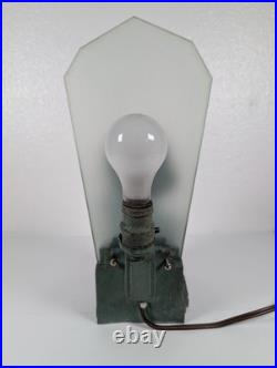 Figural Bust Flapper TV Lamp Antique Art Deco Cast Metal & Glass Vtg Rare