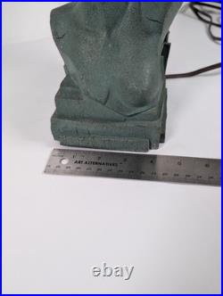 Figural Bust Flapper TV Lamp Antique Art Deco Cast Metal & Glass Vtg Rare