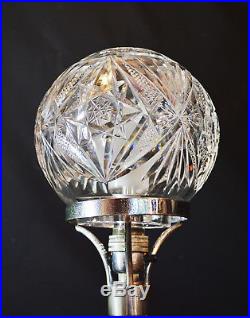 Fine quality 1940s Art Deco Heavy cut glass lamp globe shade & original fittings