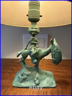 Frank Art 1928 Art Deco Man Cigarette Horse Lamp. Rare! No Shade