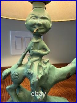 Frank Art 1928 Art Deco Man Cigarette Horse Lamp. Rare! No Shade