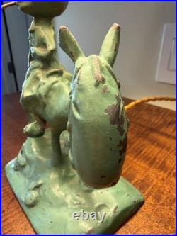 Frank Art 1928 Art Deco Man Cigarette Horse Lamp. Rare! No Shade