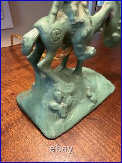 Frank Art 1928 Art Deco Man Cigarette Horse Lamp. Rare! No Shade