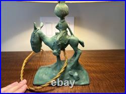 Frank Art 1928 Art Deco Man Cigarette Horse Lamp. Rare! No Shade