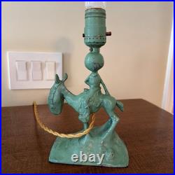 Frank Art 1928 Art Deco Man Cigarette Horse Lamp. Rare! No Shade
