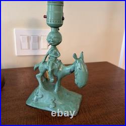 Frank Art 1928 Art Deco Man Cigarette Horse Lamp. Rare! No Shade