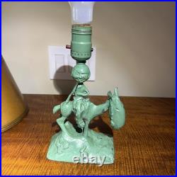 Frank Art 1928 Art Deco Man Cigarette Horse Lamp. Rare! No Shade