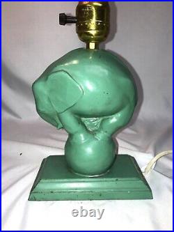 Frankart Art Deco Elephant on a ball Lamp cast metal 1927